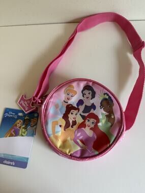 Claire's Disney Princess Round Crossbody Pink Purse with Adjustable Strap